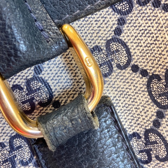 Vintage GUCCI Authentic Italy PURSE Navy Blue GG Monogram Boston Dr. Bag Speedy - Picture 4 of 13